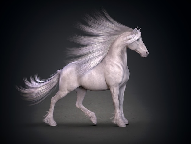 Bellissimo rendering 3D di cavallo bianco