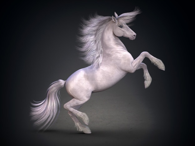 Bellissimo rendering 3D di cavallo bianco