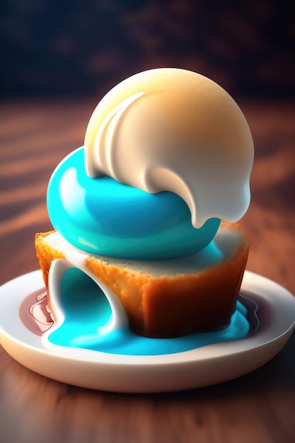 Bellissimo rendering 3d di un gelato colorato e delizioso