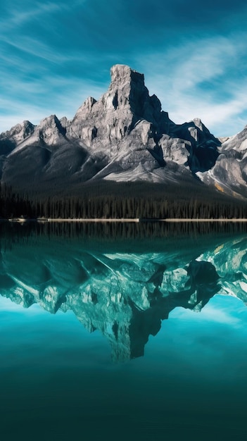 Bellissimo riflesso di montagna sull'acqua IA generativa