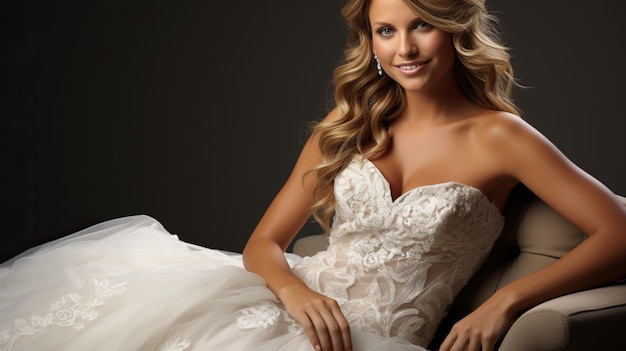 bellissimo ritratto della sposa abito da sposa di design per giovani donne