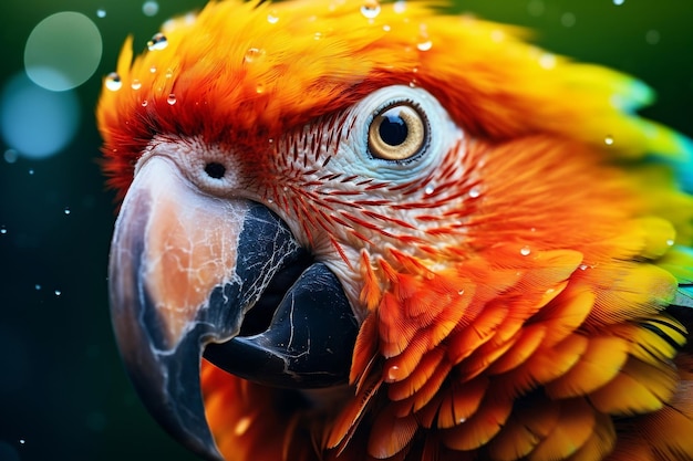 Bellissimo ritratto di pappagallo colorato in primo piano AI generativa