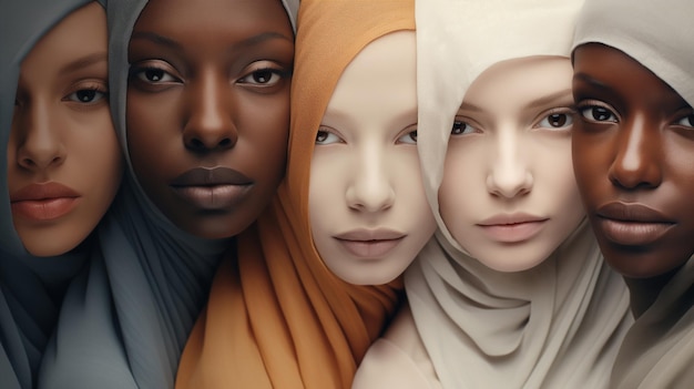 Bellissimo ritratto di persone multietniche di tutto il mondo insieme donna multiculturale