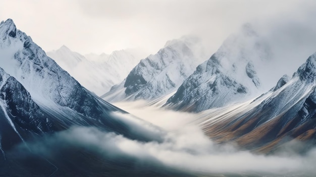 bellissimo scatto di alte colline bianche e montagne