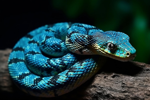 Bellissimo serpente blu nel parco IA generativa