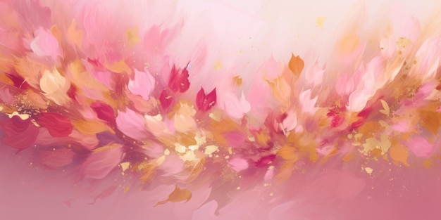 Bellissimo sfondo astratto con disegno floreale impressionista in oro e rosa, bellissimo AI generativo AIG32