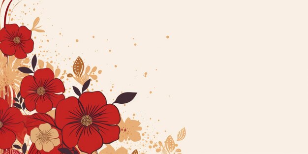 Bellissimo sfondo astratto con disegno floreale in stile cartone animato rosso e oro, bellissimo AI generativo AIG32
