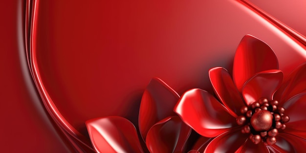 Bellissimo sfondo astratto con disegno floreale metallico lucido rosso bellissimo AI generativo AIG32