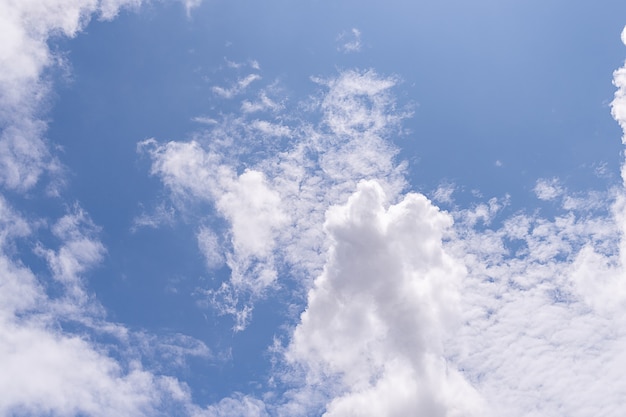 Bellissimo sfondo azzurro del cielo limpido con nuvole minuscole