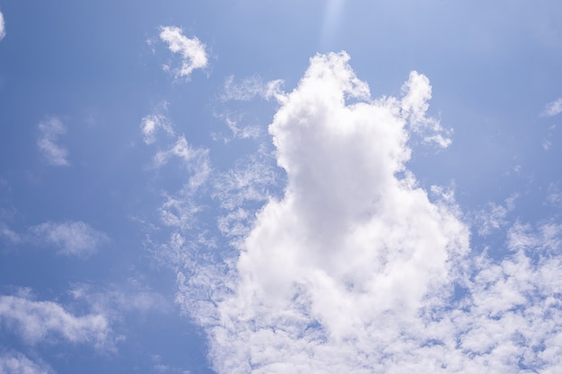 Bellissimo sfondo azzurro del cielo limpido con nuvole minuscole