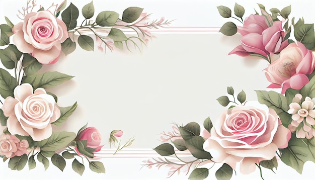 Bellissimo sfondo cornice illustrazione floreale acquerello con spazio vuoto IA generativa