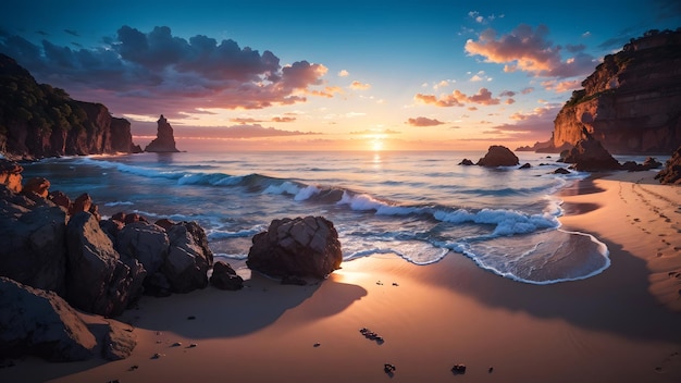 Bellissimo sfondo del paesaggio della spiaggia IA generativa