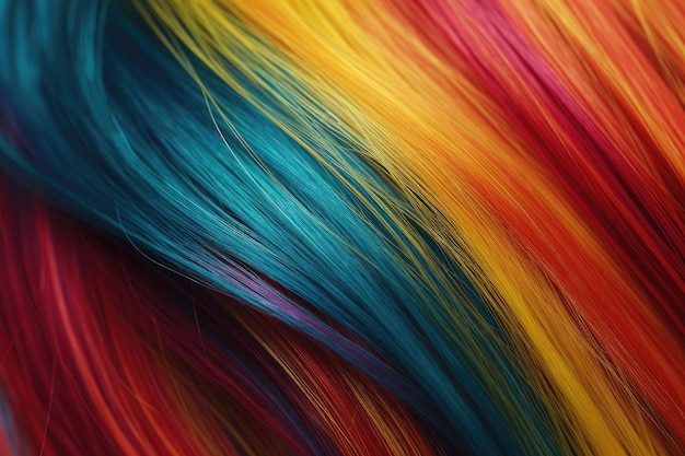 Bellissimo sfondo di capelli arcobaleno Capelli lisci e lucenti sani IA generativa