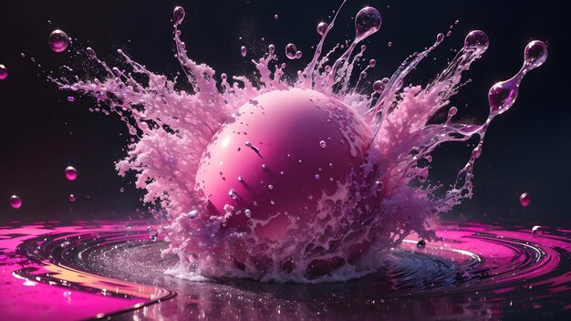 Bellissimo sfondo di esplosione liquida rosa IA generativa