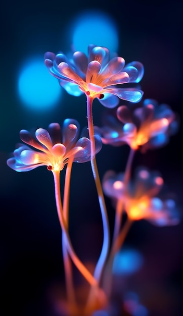 bellissimo sfondo di fiori colorati con effetto luce al neon
