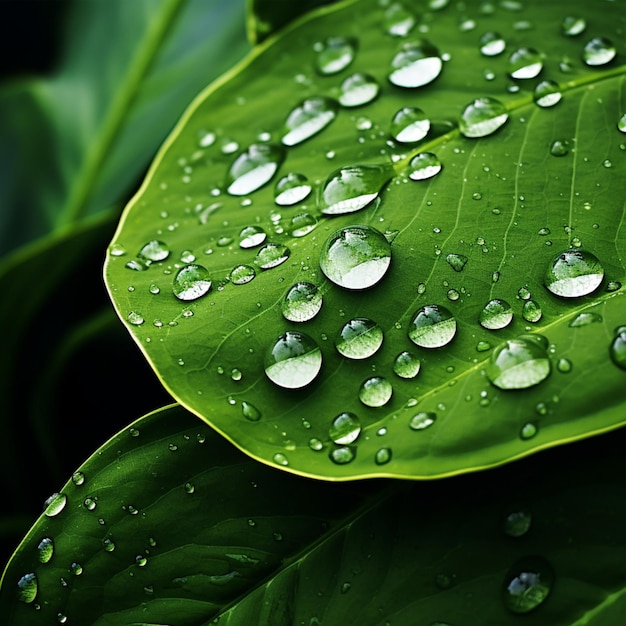 bellissimo sfondo di foglie accompagnato da rugiada d'acqua