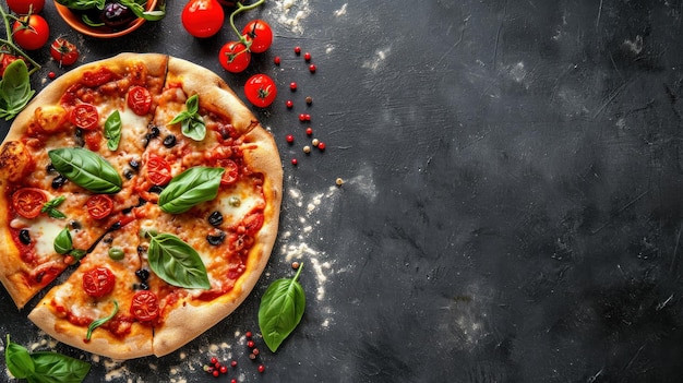 bellissimo sfondo di pizza con spazio di copia