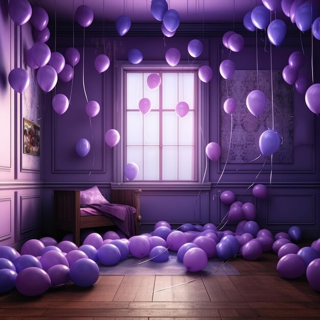 Bellissimo sfondo festivo con palloncini viola e blu