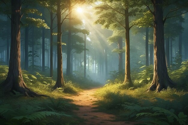 Bellissimo sfondo naturale dell'alba della foresta