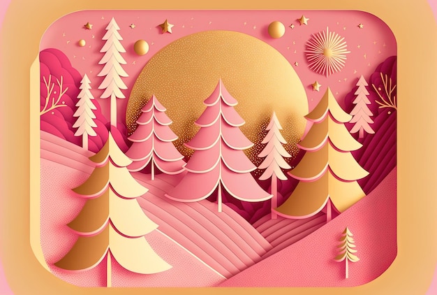 Bellissimo sfondo rosa design gioiosa vacanza con glitter oro