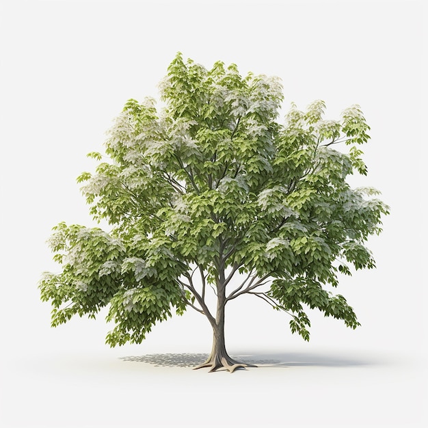 Bellissimo singolo albero verde isolato sfondo bianco AI Immagine generata