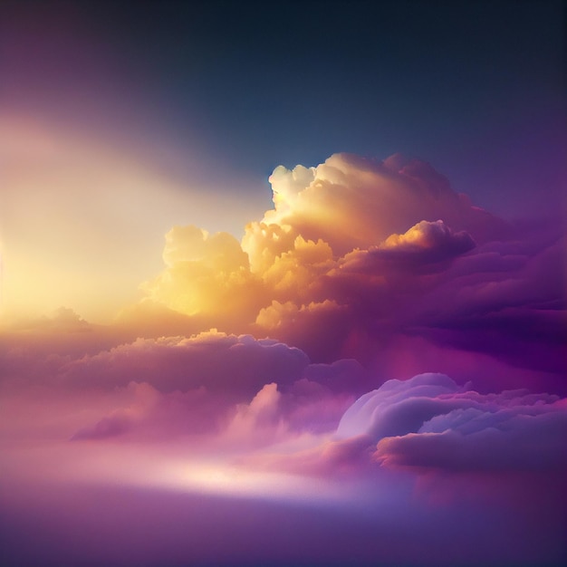 Bellissimo skyscape con nuvole al tramonto o all'alba IA generativa