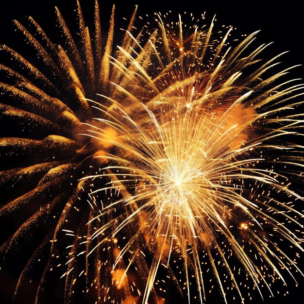 Bellissimo spettacolo di fuochi d'artificio colorati nel cielo di notte per la celebrazione felice festa di Capodanno e copiare lo spazio