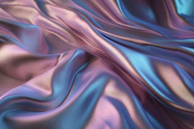 Bellissimo tessuto olografico con pieghe Colori vividi e vibranti Sfondo iridescente Design alla moda