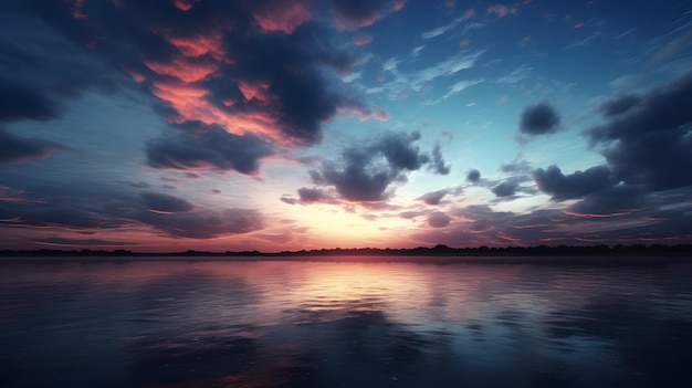 Bellissimo tramonto estivo sul lago