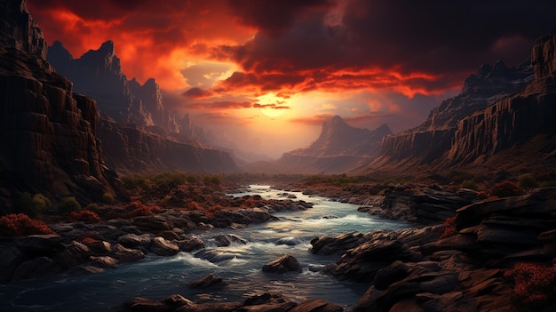 bellissimo tramonto nel canyon