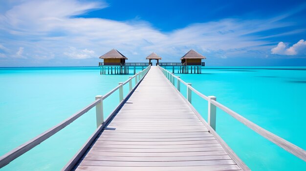 Bellissimo tramonto sull'isola tropicale delle Maldive con poche palme e laguna blu