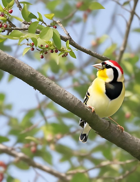 Bellissimo uccello cardellino nell'albero