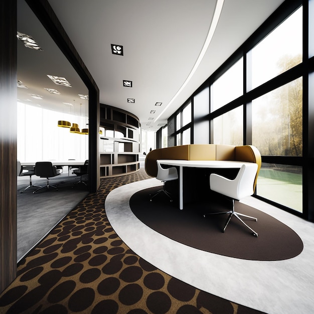 Bellissimo ufficio moderno con pavimento in moquette