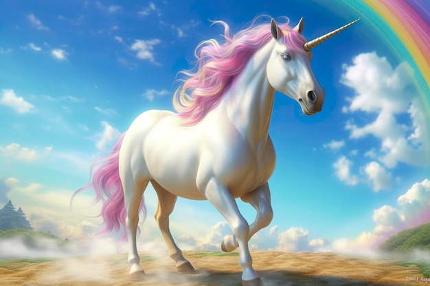 Bellissimo unicorno con colori chiari AI Generative