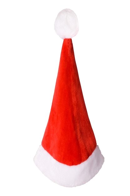 Bello cappello rosso di natale del Babbo Natale. isolato su sfondo bianco