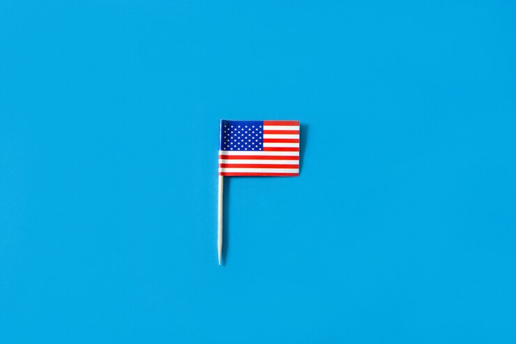 Photo bendera as di atas biru