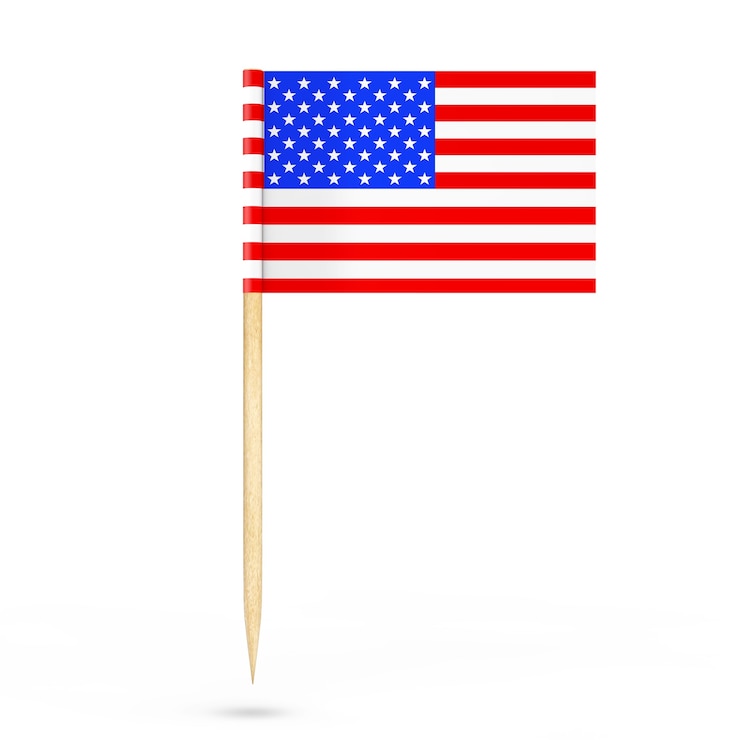 Photo bendera penunjuk usa mini kertas dengan latar belakang putih. 3d rendering