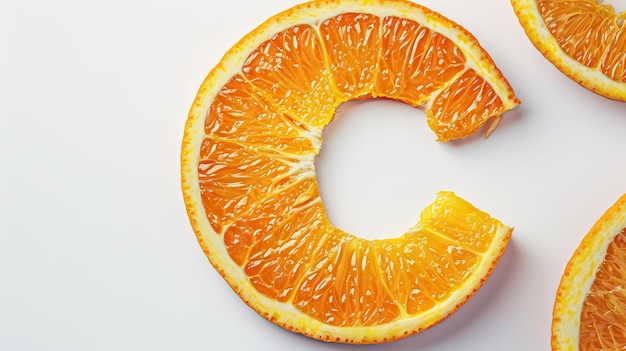 Benefici per la salute degli agrumi con vitamina C su sfondo bianco