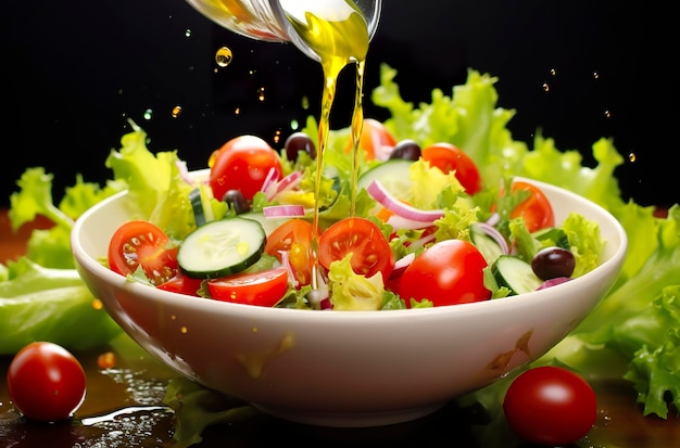 benefici per la salute di un'insalata sana nello stile di dettagli precisi IA generativa liscia e brillante