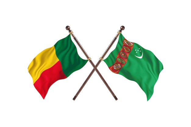 Benin contro il Turkmenistan due bandiere di paesi Background
