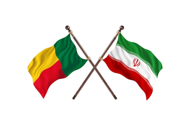 Benin contro Iran due paesi bandiere sfondo