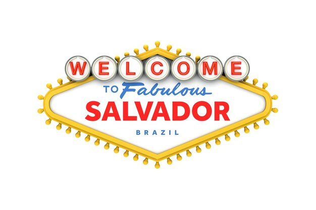 Benvenuti a Salvador Brasile accedi al classico design in stile las vegas Rendering 3D