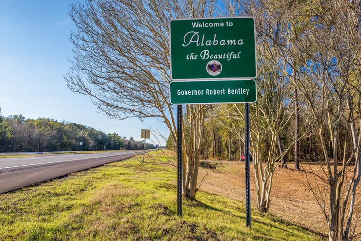 Benvenuto al segnale stradale dell'Alabama