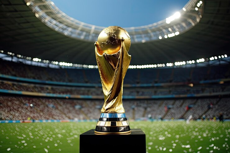 Foto berlino germania il trofeo della coppa del mondo fifa viene alzato in occasione della finale della coppa del mondo fifa 2006 italia-francia