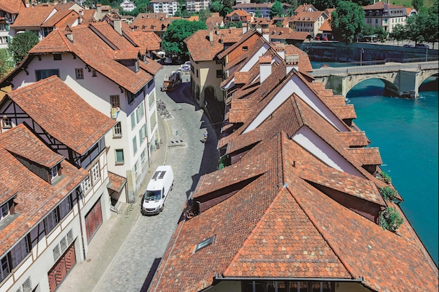 Berna città Svizzera vista aerea dei tetti della città vecchia