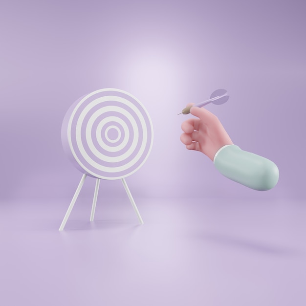 Bersaglio di freccette. obiettivo di affari. Concetto di affari di successo. rendering 3d