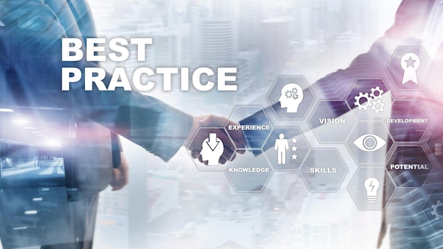 Best practice su schermo virtuale Tecnologia aziendale Internet e concetto di rete