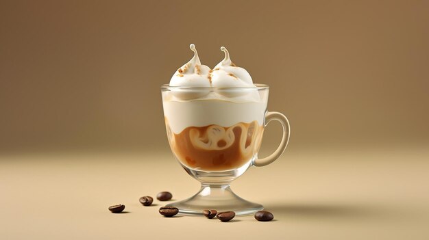 bevanda al caffè con latte in bicchiere foto generativa AI