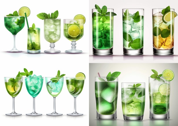 bevanda alcolica cocktail mojito al limone con lime per il menu