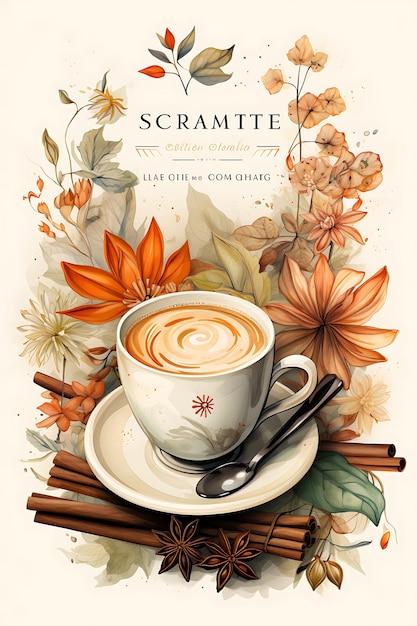 Bevanda Chai Latte con bastoncini di cannella Baccelli di cardamomo caldi e sito Web di layout della cultura culinaria indiana